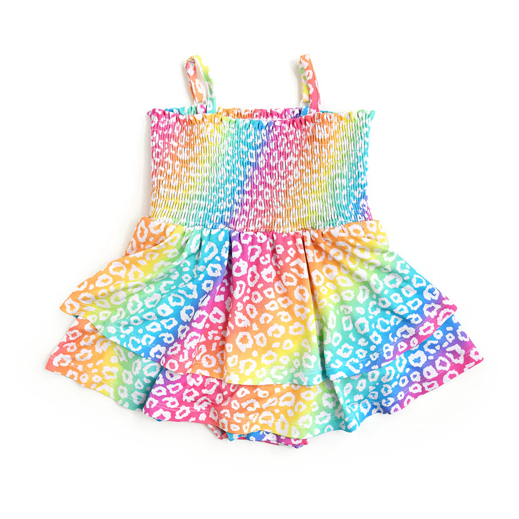 Gigi & Max: Summer Leopard Smocked Bamboo Bodysuit Dress