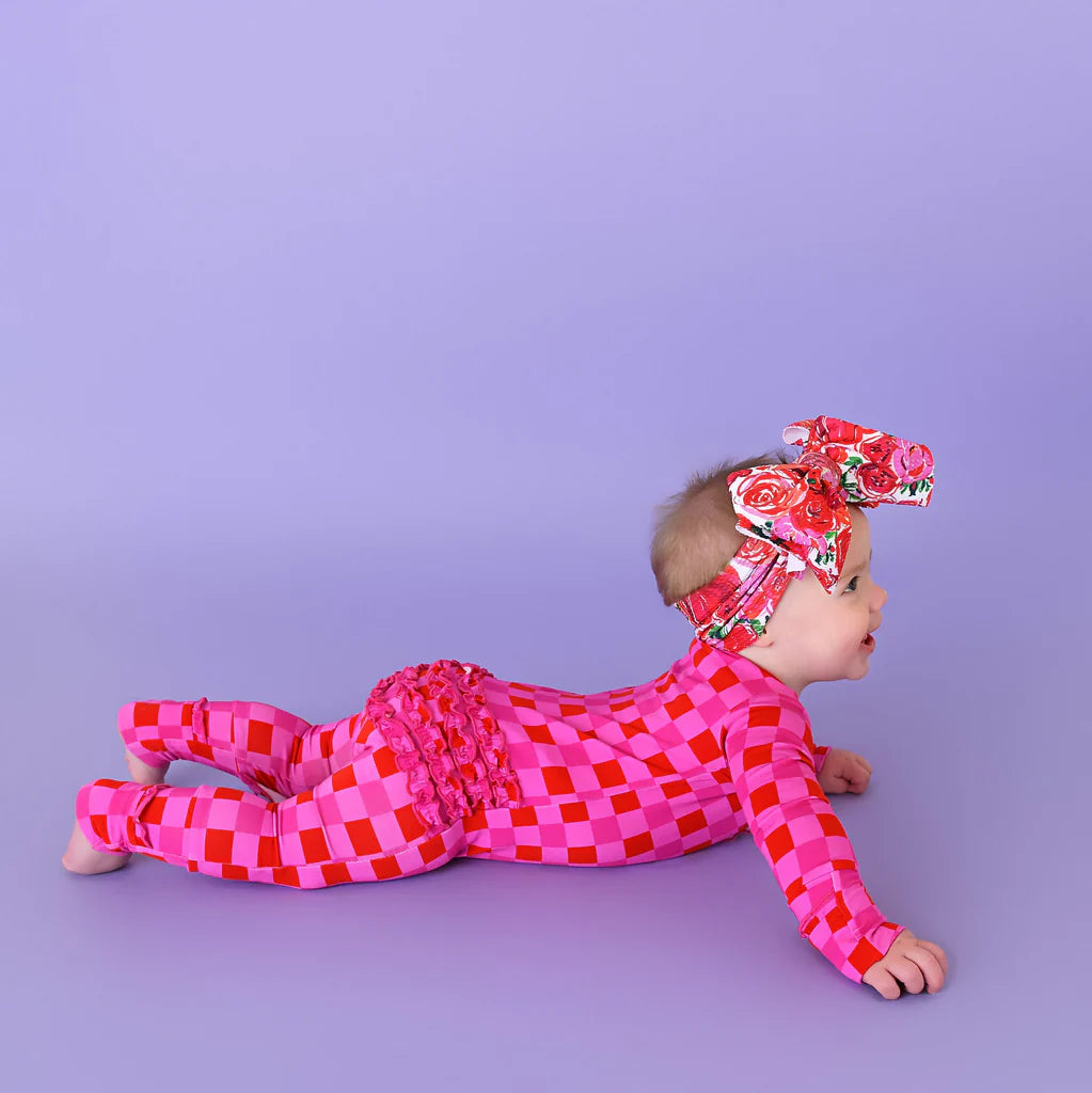Gigi & Max: Sydney Pink Checks Ruffle Bamboo Zippy