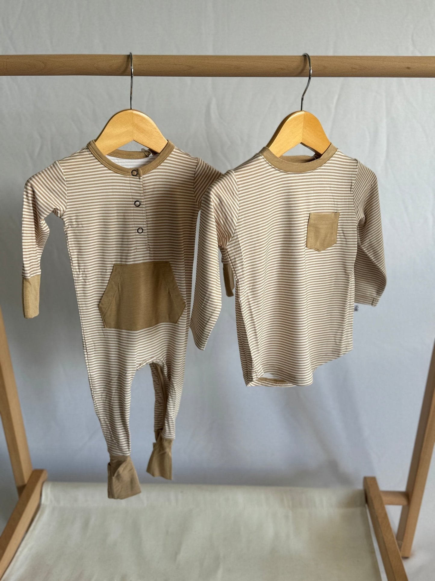 Tan Stripped Pocket Long Sleeve