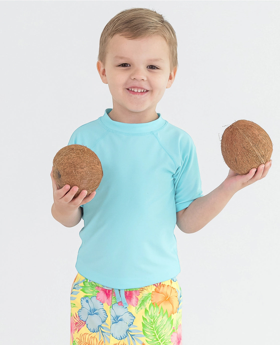 Ruffle/Rugged Butts: Blue Rash Guard Swim Top
