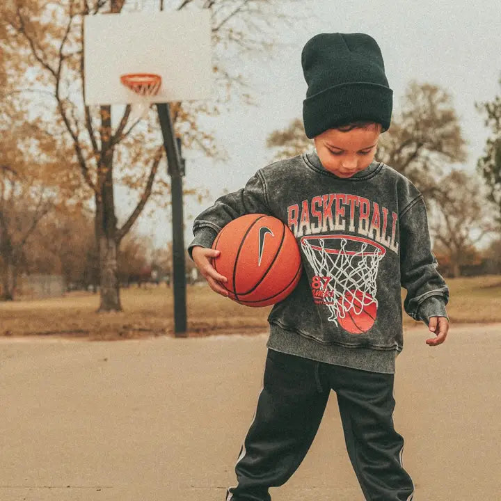Lucky Link: Acid Wash Vintage Basketball Crewneck