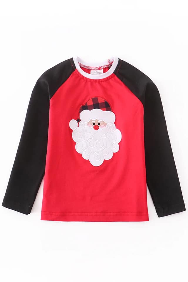 Red and Black Santa Top