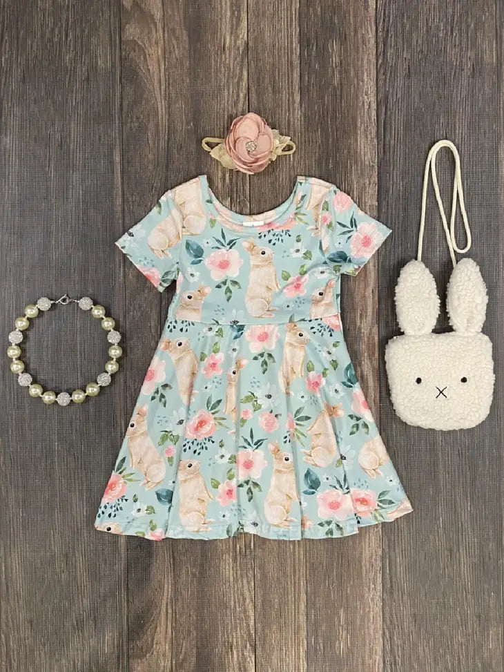 Easter Bunny & Floral Twirl Dress