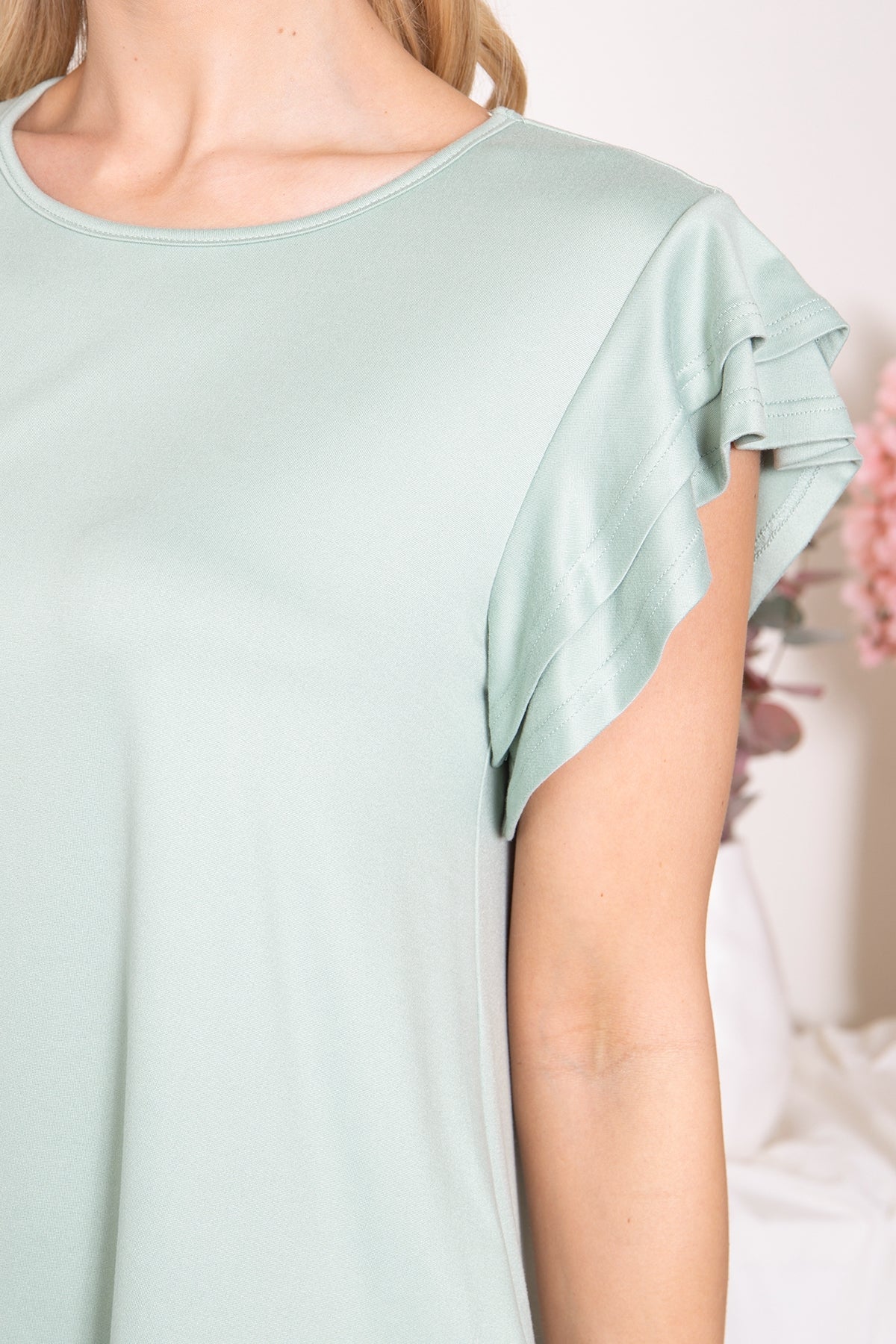 Layered Ruffle Short Sleeve Solid Top- MANY COLORS