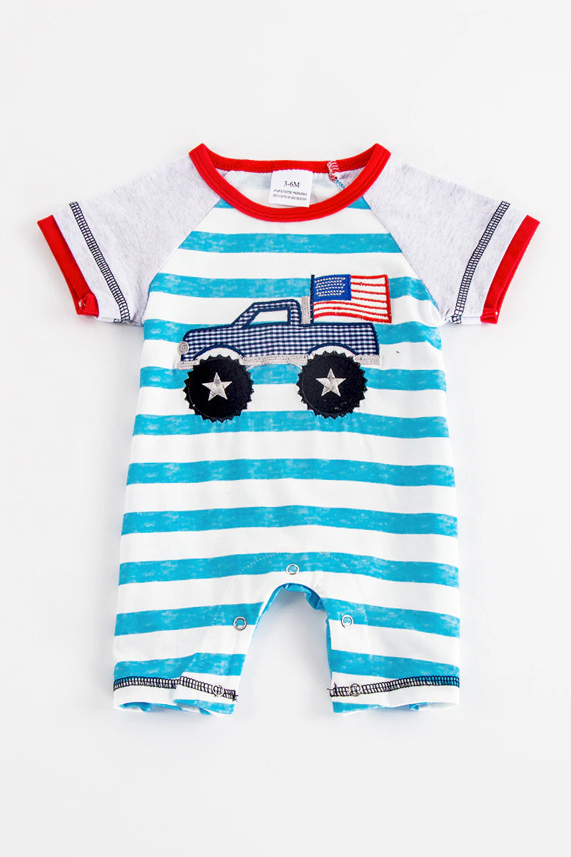 Boys Patriotic truck romper