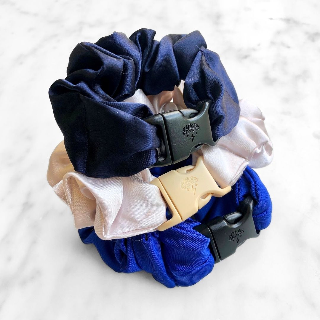 Winter Wonderland Bundle - 3-Pack Hanukkah Holiday Buckle Scrunchies - No Snagging, No Tangles