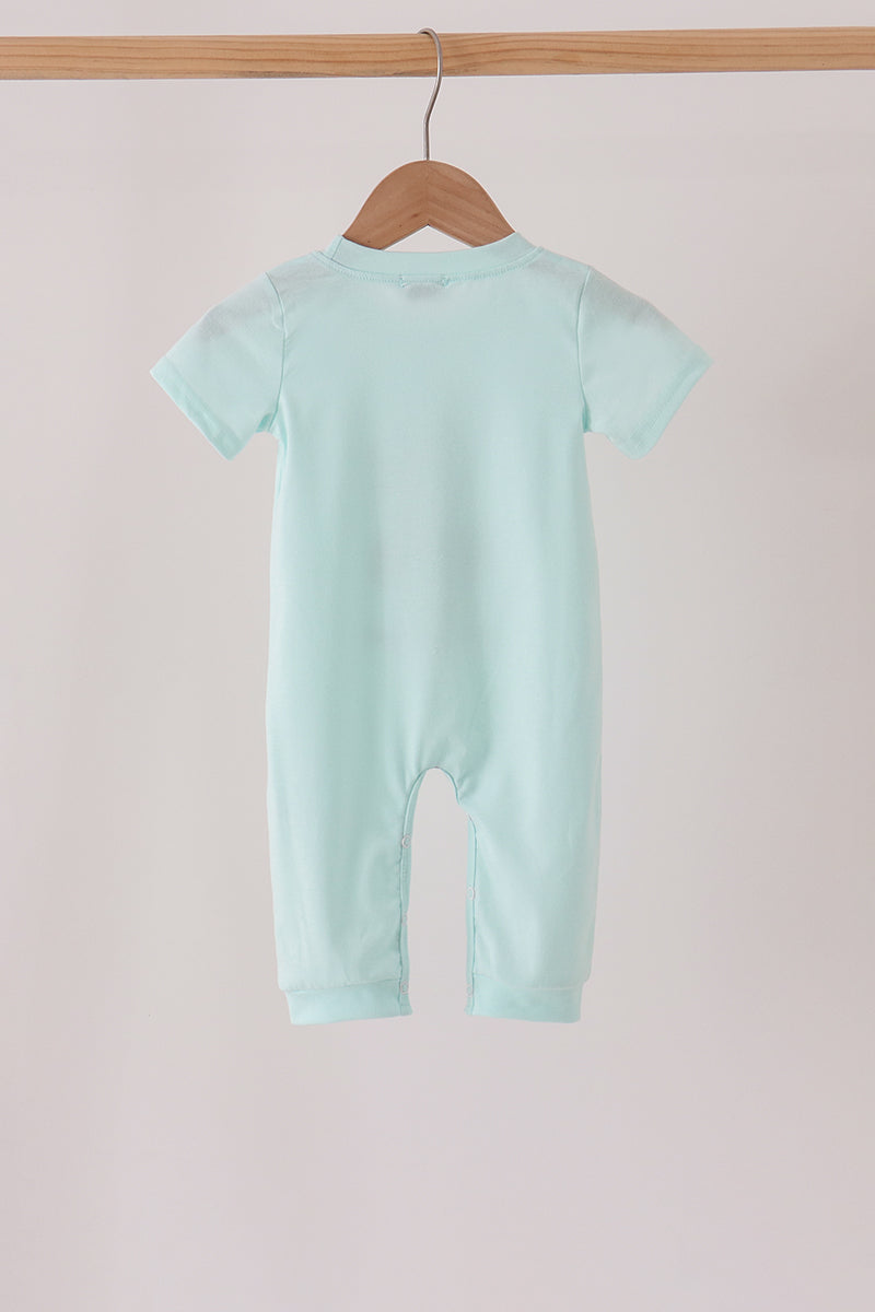 Blue Halloween Goose Embroidery Romper