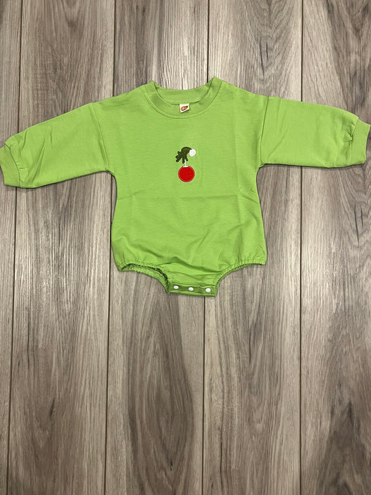 Green Ornament Hand Bubble Romper