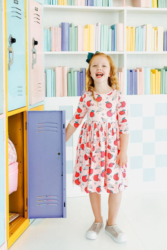 Star Student 3/4 Sleeve Pocket Twirl Dress