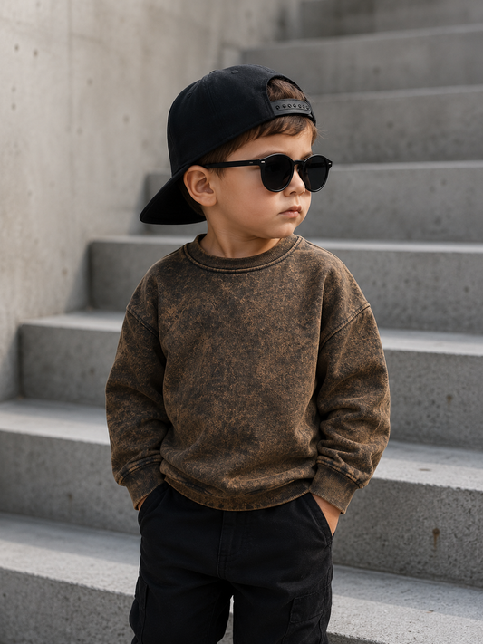 Acid Wash Chocolate Crewneck