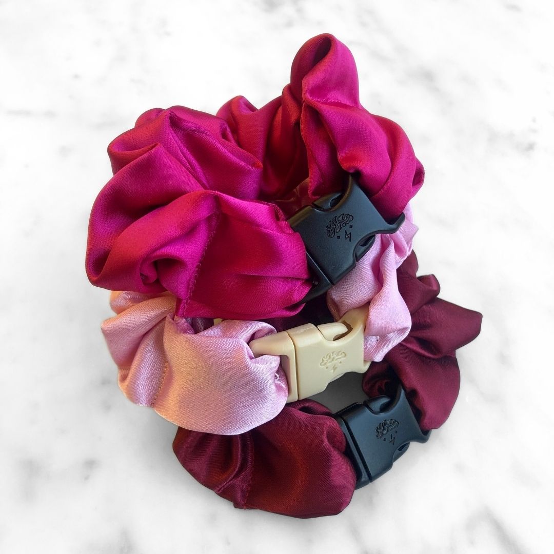 Valentine's Day Gift Set Bundle - 3-Pack Buckle Scrunchies - No Snagging, No Tangles
