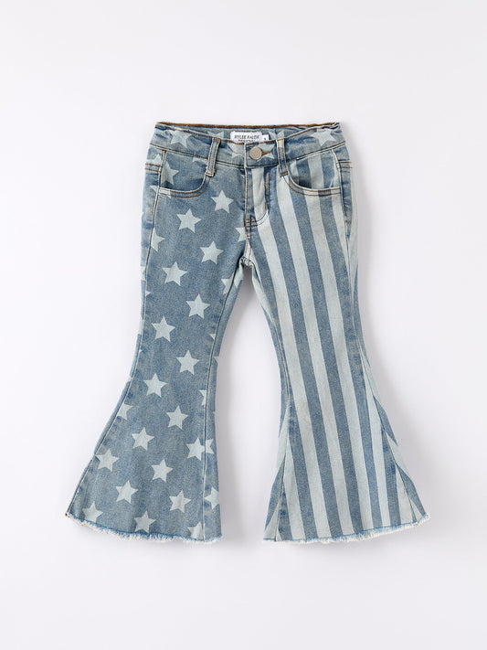 4th of july Patriotic Star Stripe Flare Jeans