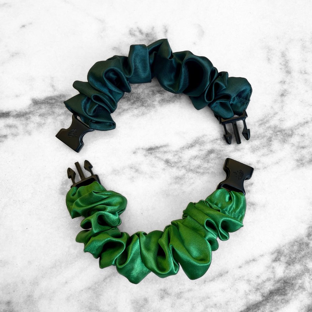 Patty's Green Duo - 2-Pack St. Patrick's Day Buckle Scrunchies - No Snagging, No Tangles