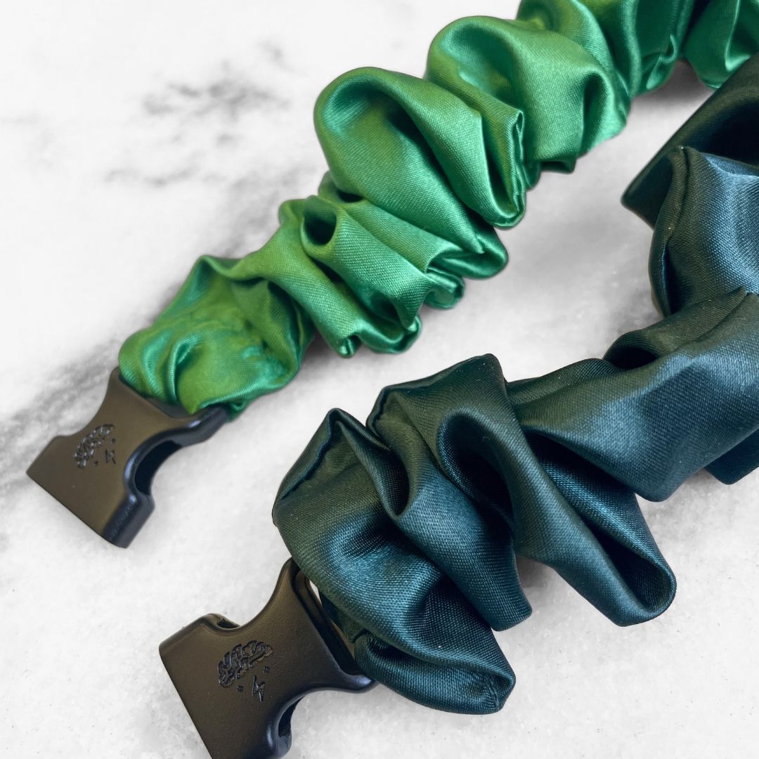 Patty's Green Duo - 2-Pack St. Patrick's Day Buckle Scrunchies - No Snagging, No Tangles
