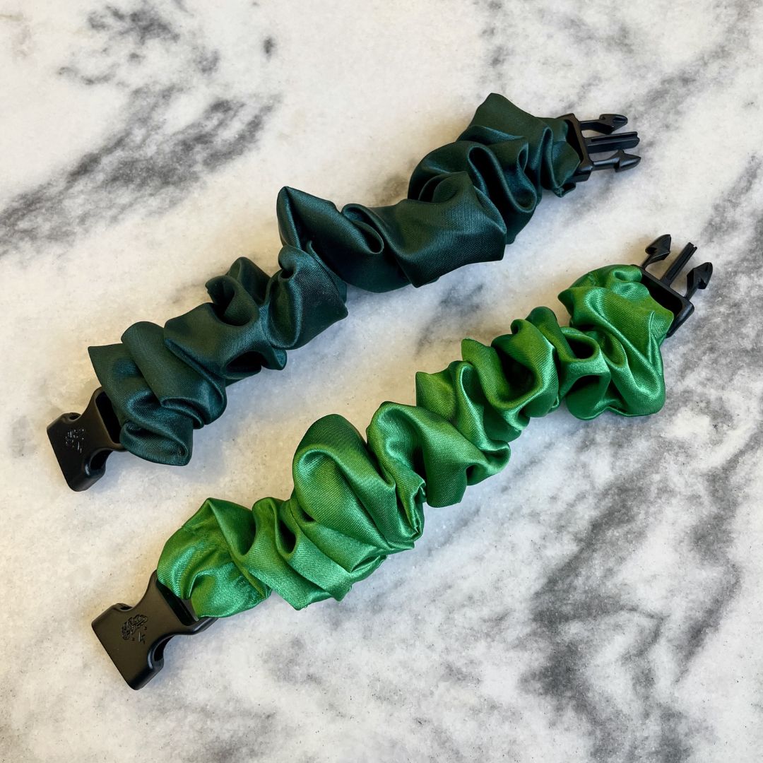 Patty's Green Duo - 2-Pack St. Patrick's Day Buckle Scrunchies - No Snagging, No Tangles