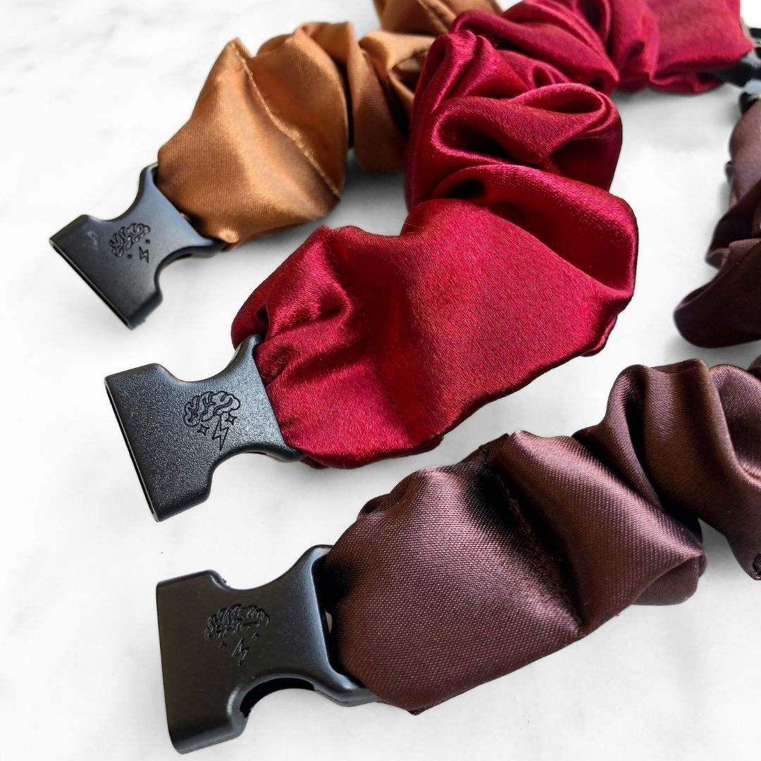 Fall Essentials - 3-Pack Autumn Halloween Buckle Scrunchies - No Snagging, No Tangles
