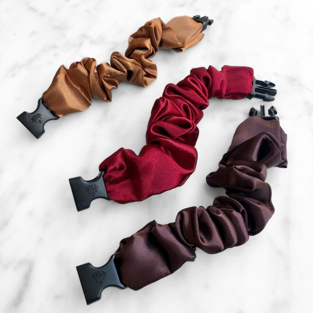Fall Essentials - 3-Pack Autumn Halloween Buckle Scrunchies - No Snagging, No Tangles