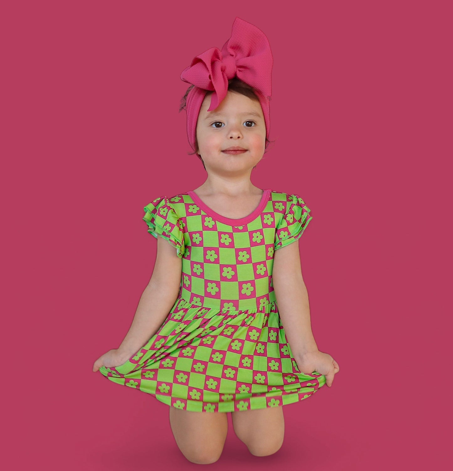WILD DAISY CHECKERS DREAM BODYSUIT DRESS