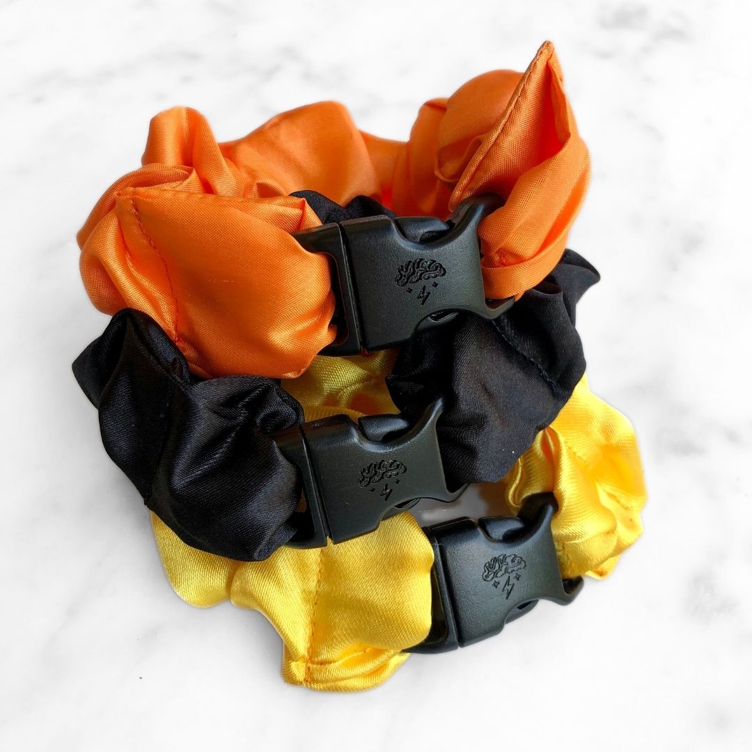 Trick or Treat Halloween Bundle - 3-Pack Fall Buckle Scrunchies - No Snagging, No Tangles