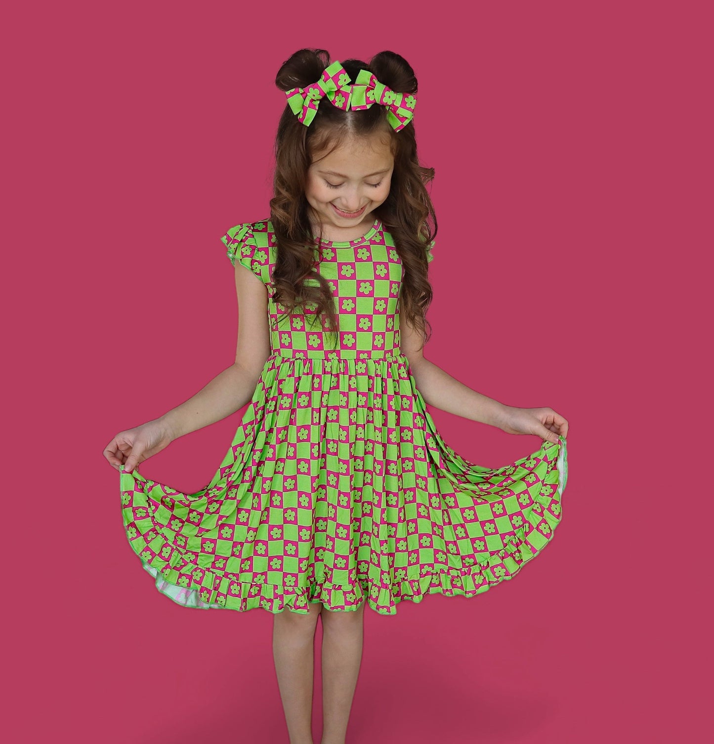 WILD DAISY CHECKERS DREAM BOW HAIR CLIPS