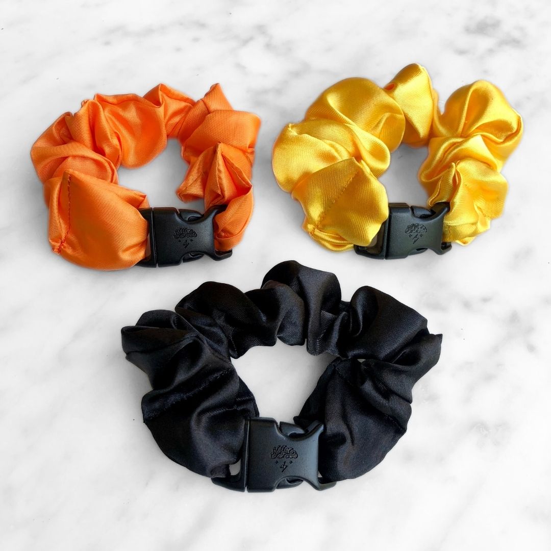 Trick or Treat Halloween Bundle - 3-Pack Fall Buckle Scrunchies - No Snagging, No Tangles