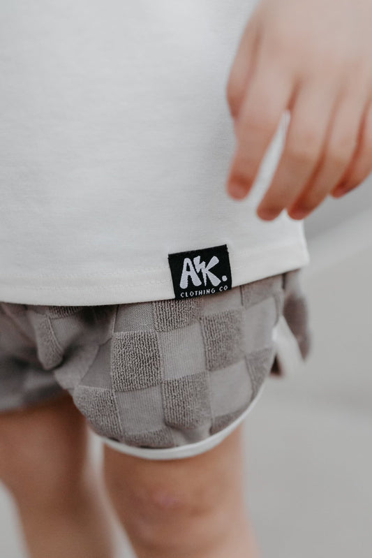 Checker Terry Shorts- SLATE