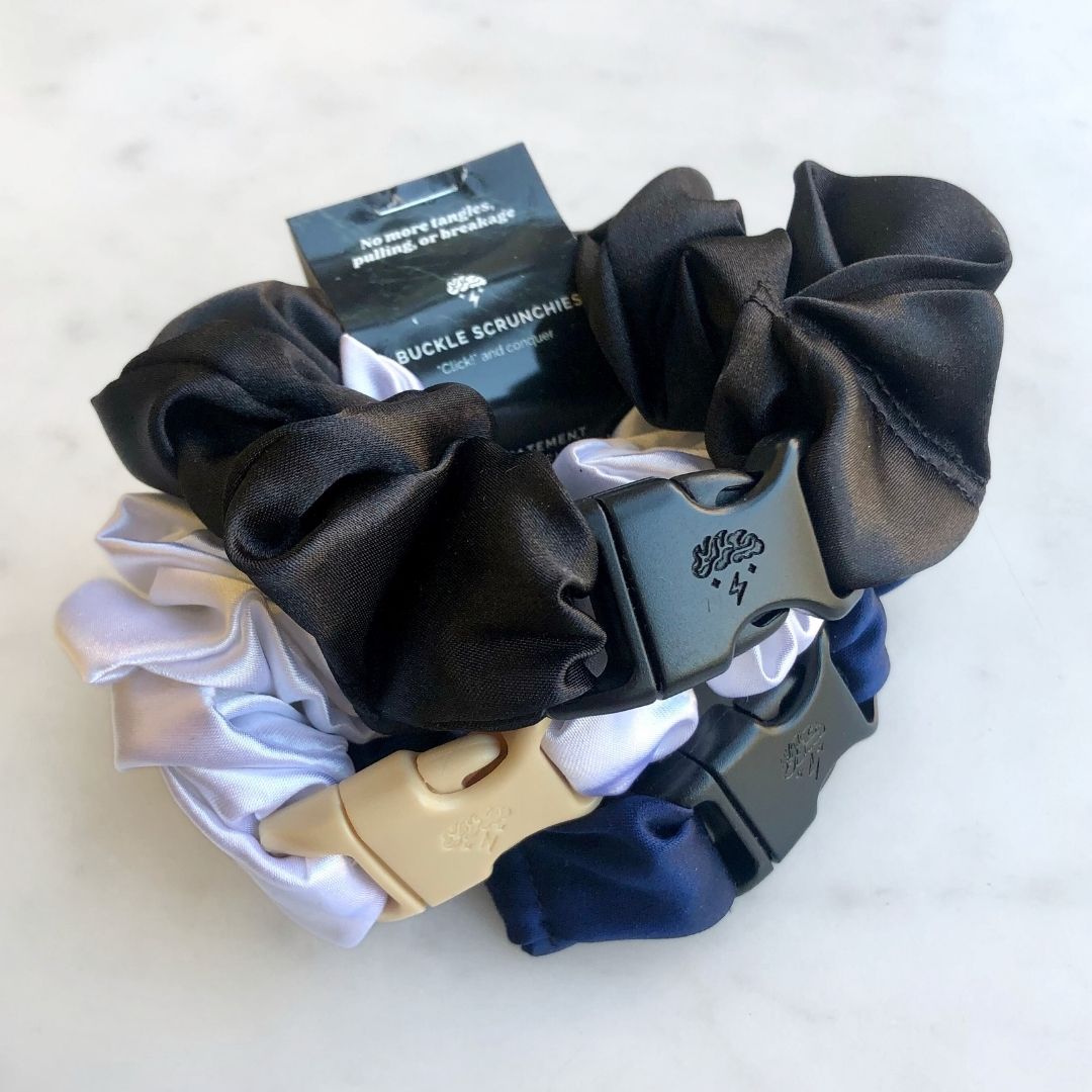 Power Trio - 3-Pack Neutral Buckle Scrunchies Bundle - No Snagging, No Tangles