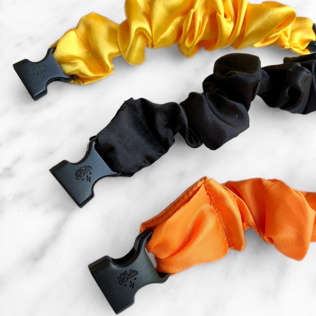 Trick or Treat Halloween Bundle - 3-Pack Fall Buckle Scrunchies - No Snagging, No Tangles