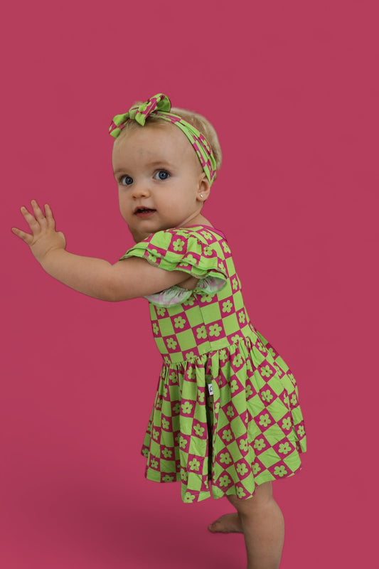WILD DAISY CHECKERS DREAM BODYSUIT DRESS