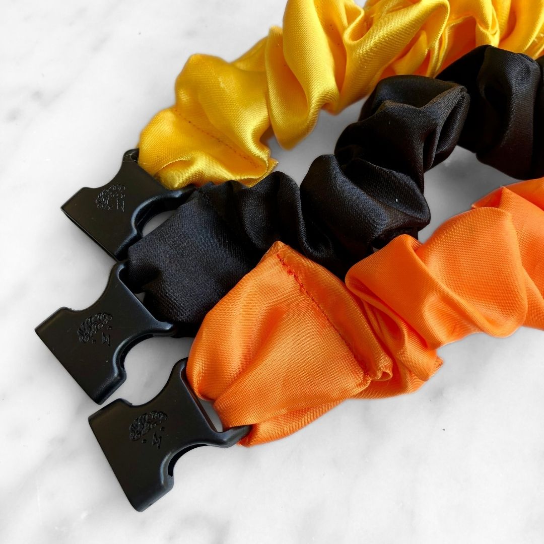 Trick or Treat Halloween Bundle - 3-Pack Fall Buckle Scrunchies - No Snagging, No Tangles