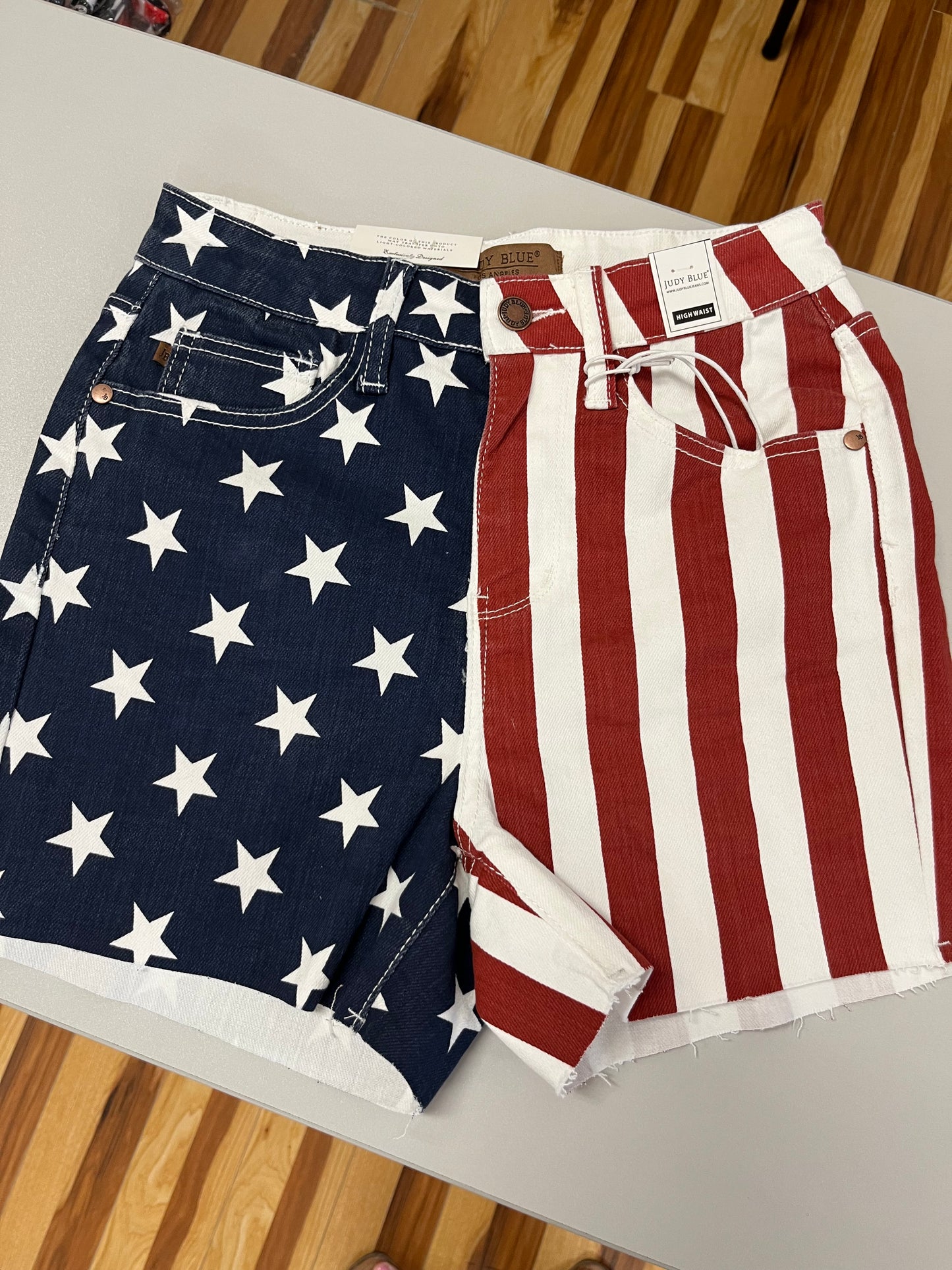 Judy Blue: High Waisted American Flag Printed Shorts
