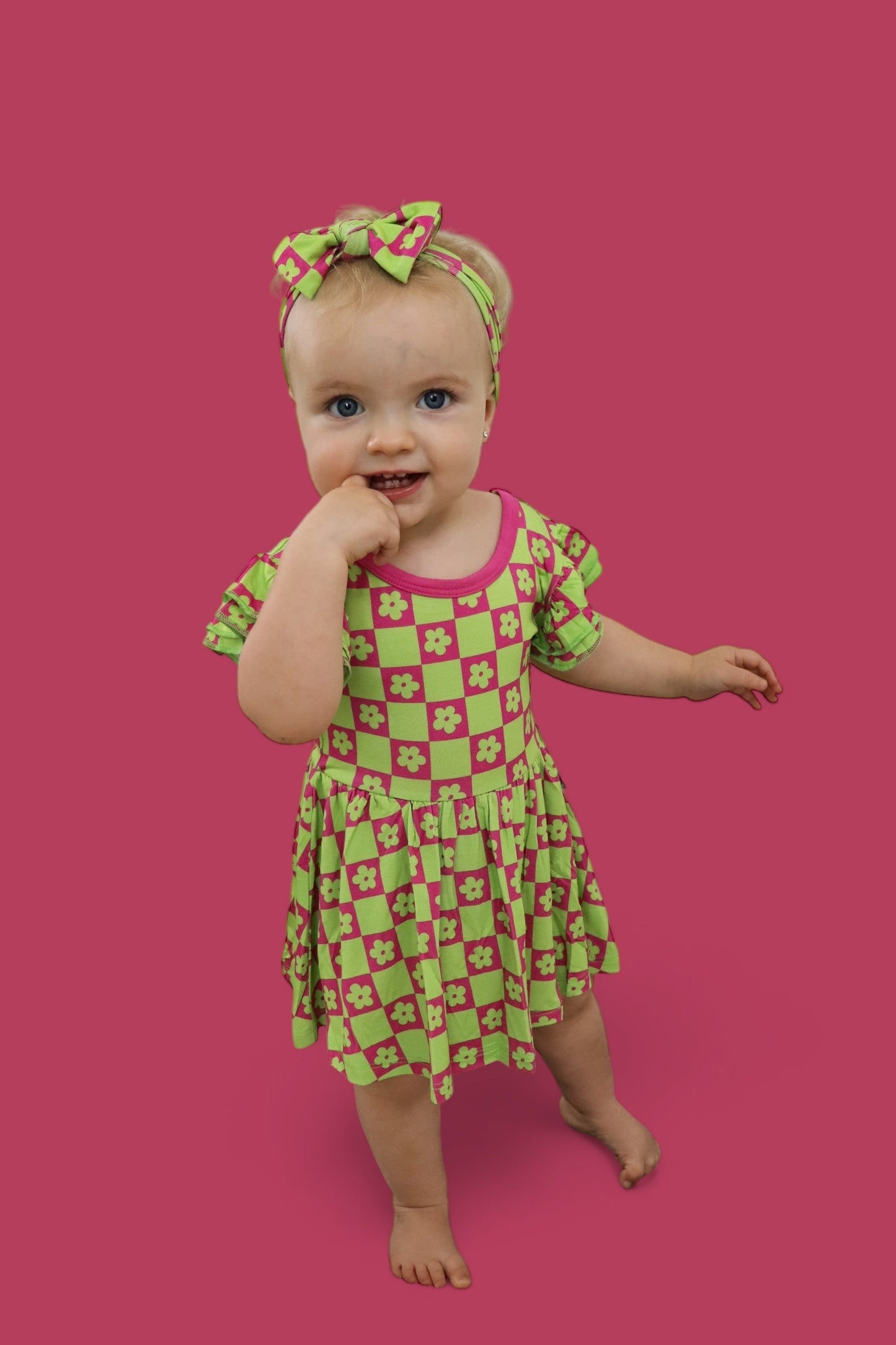 WILD DAISY CHECKERS DREAM BODYSUIT DRESS