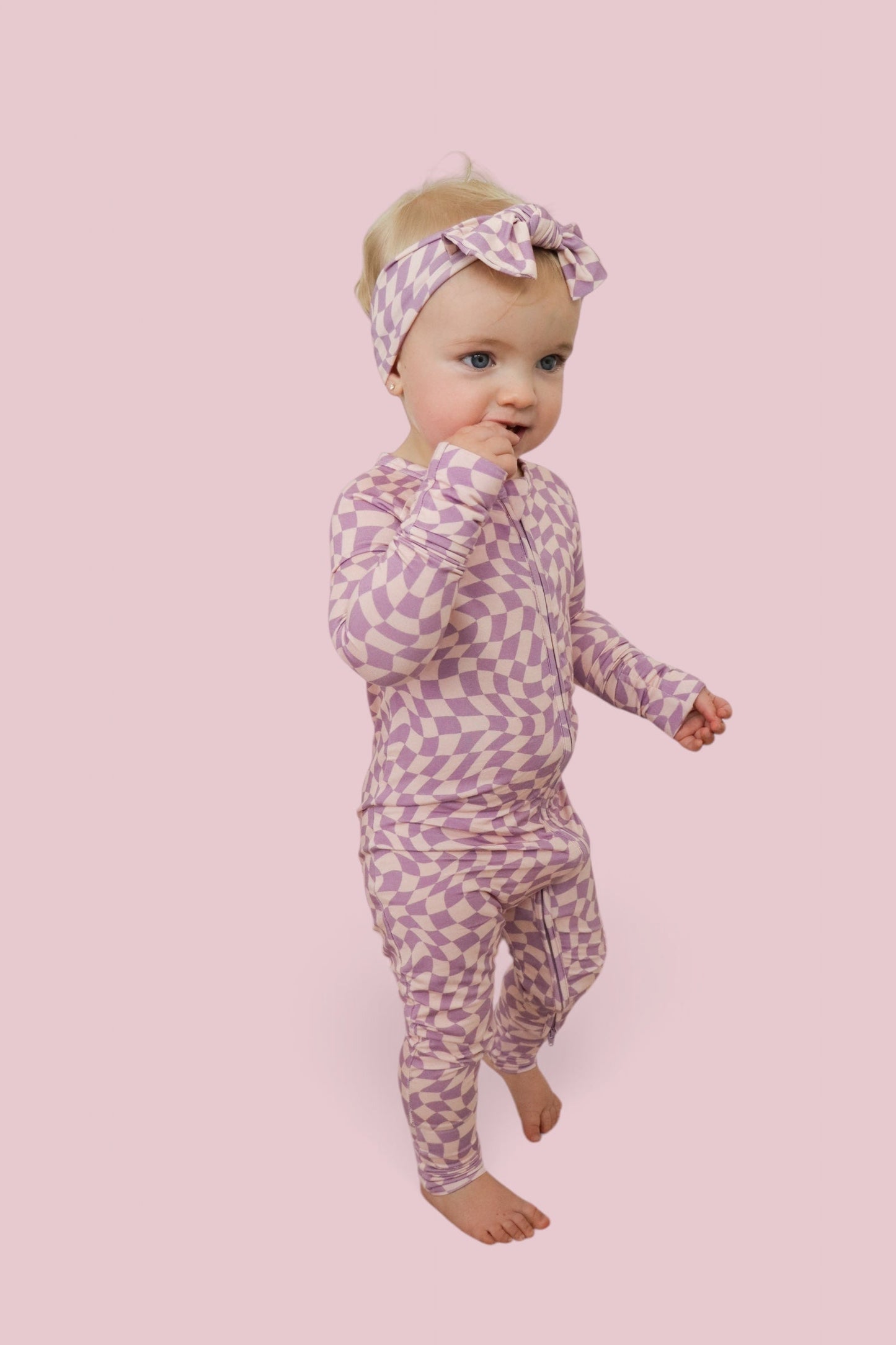 PLUM WAVY CHECKERS DREAM ROMPER