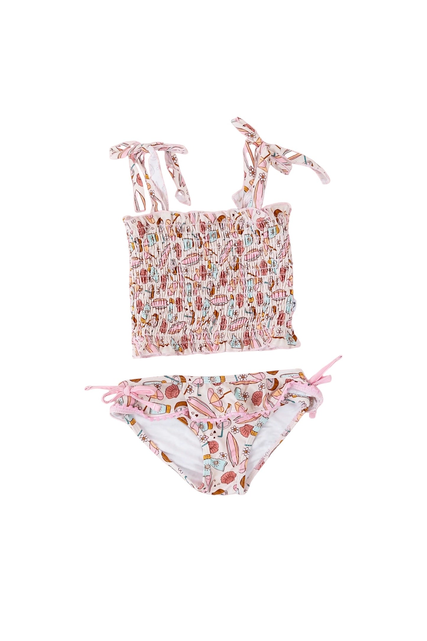 FUN IN THE SUN DREAM SMOCKED TANKINI TWO PIECE SWIM SUIT