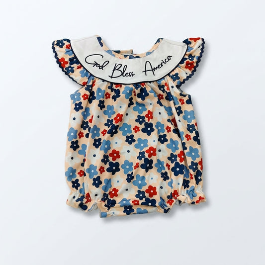God bless America embroidery romper