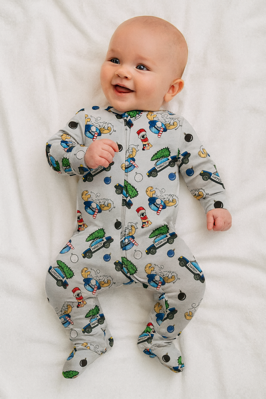 Bamboo Zipper Footie, Christmas Police