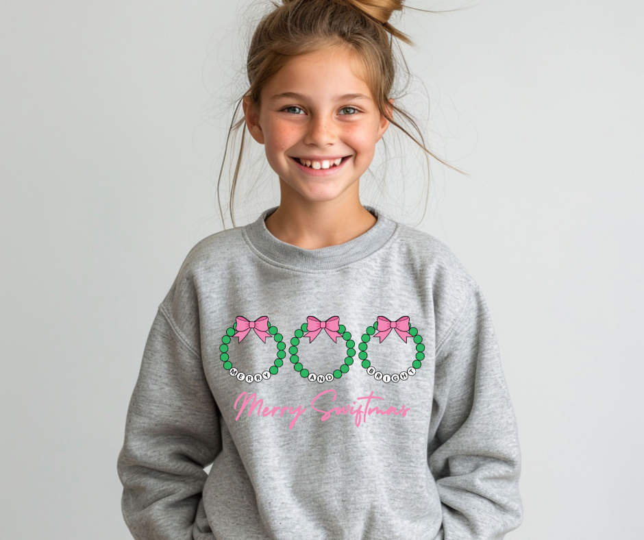 Merry Swiftmas Bracelet Wreath Crewneck- KIDS