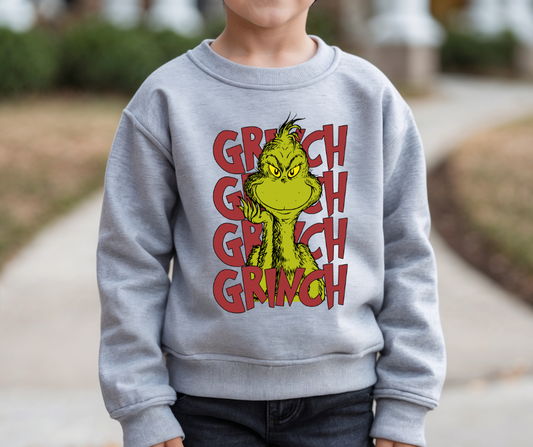 Christmas Green Character Print Crewneck-KIDS