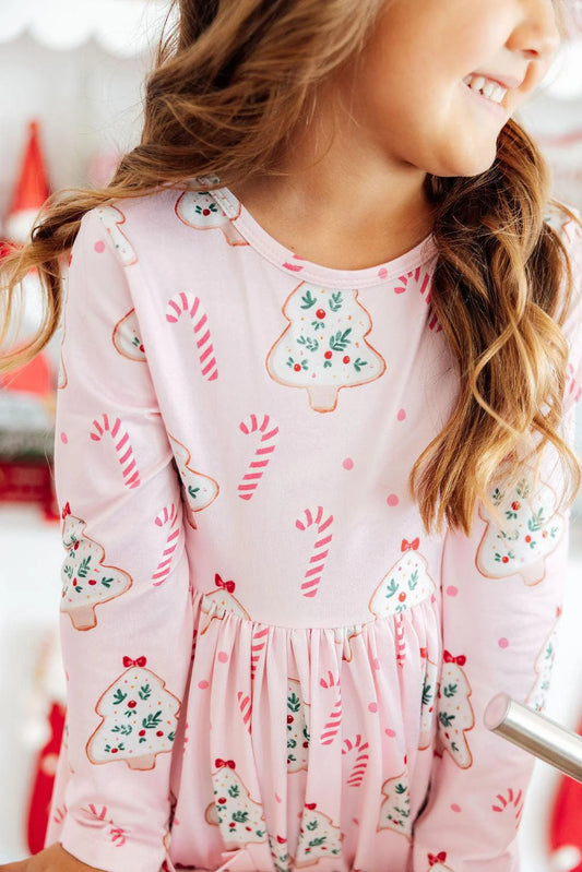 Mila & Rose: Christmas Cookies Long Sleeve Pocket Twirl Dress