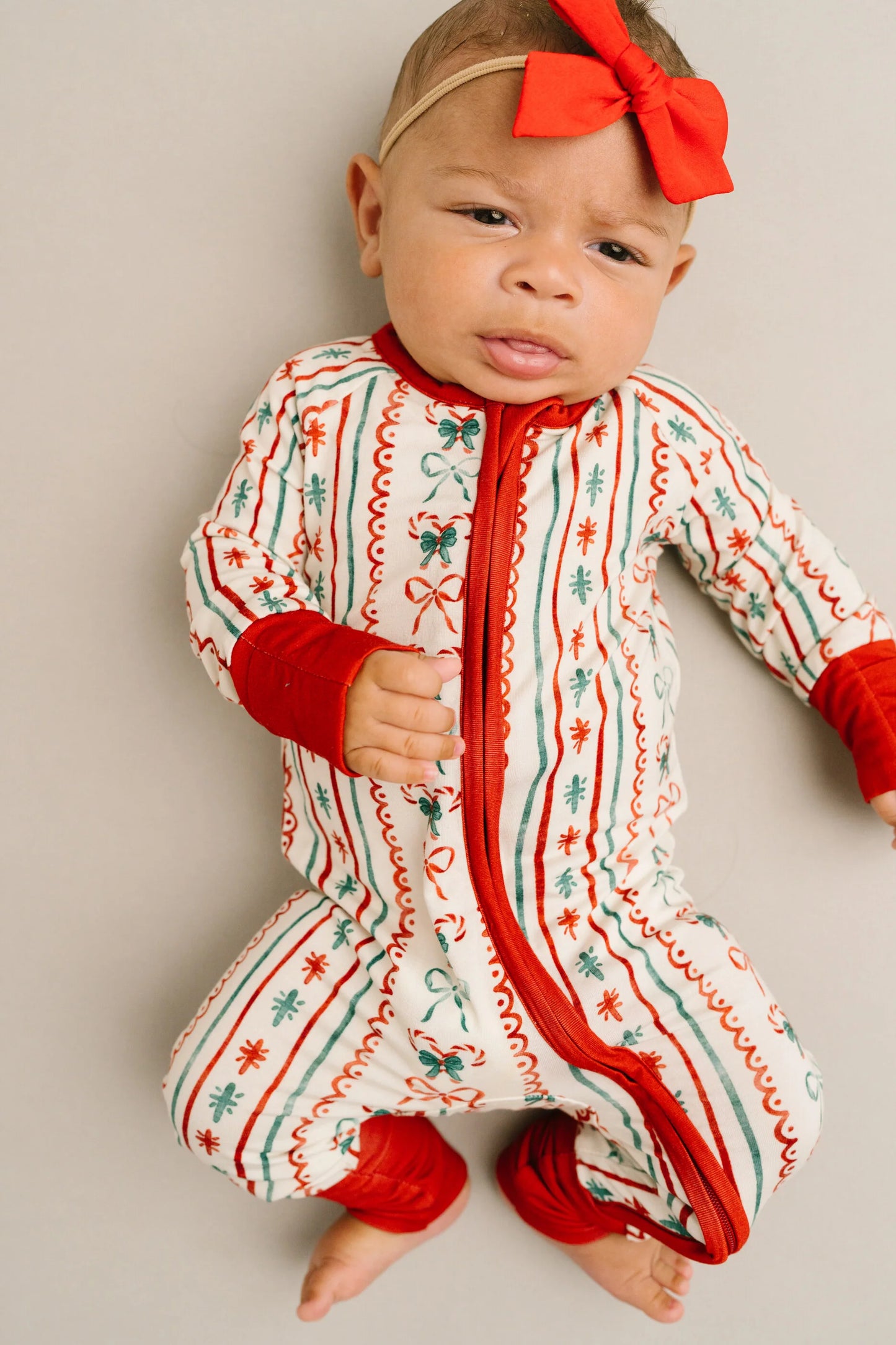 Little One Shop: Christmas Dainty Bow Bamboo Zippy Romper