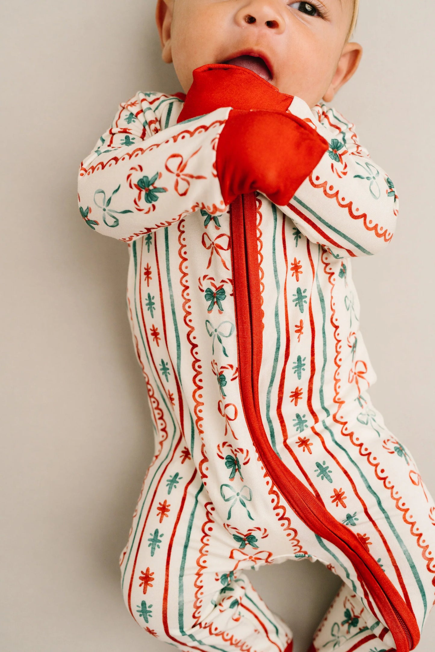 Little One Shop: Christmas Dainty Bow Bamboo Zippy Romper