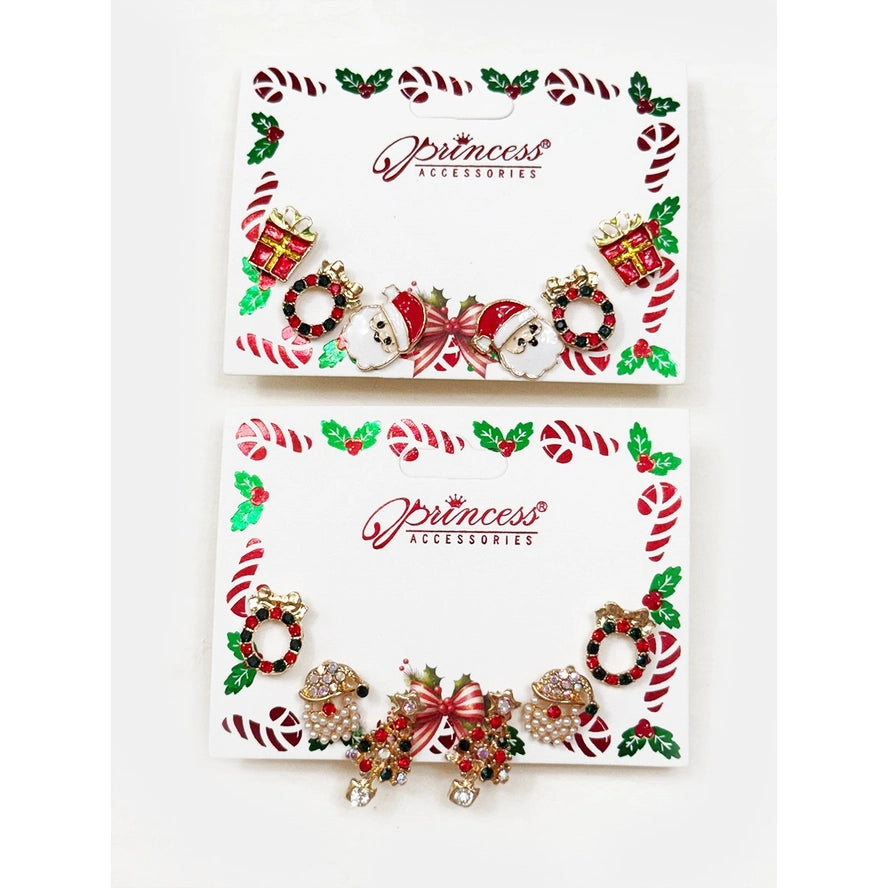 Cute Christmas Theme Sparkly Earring Pack