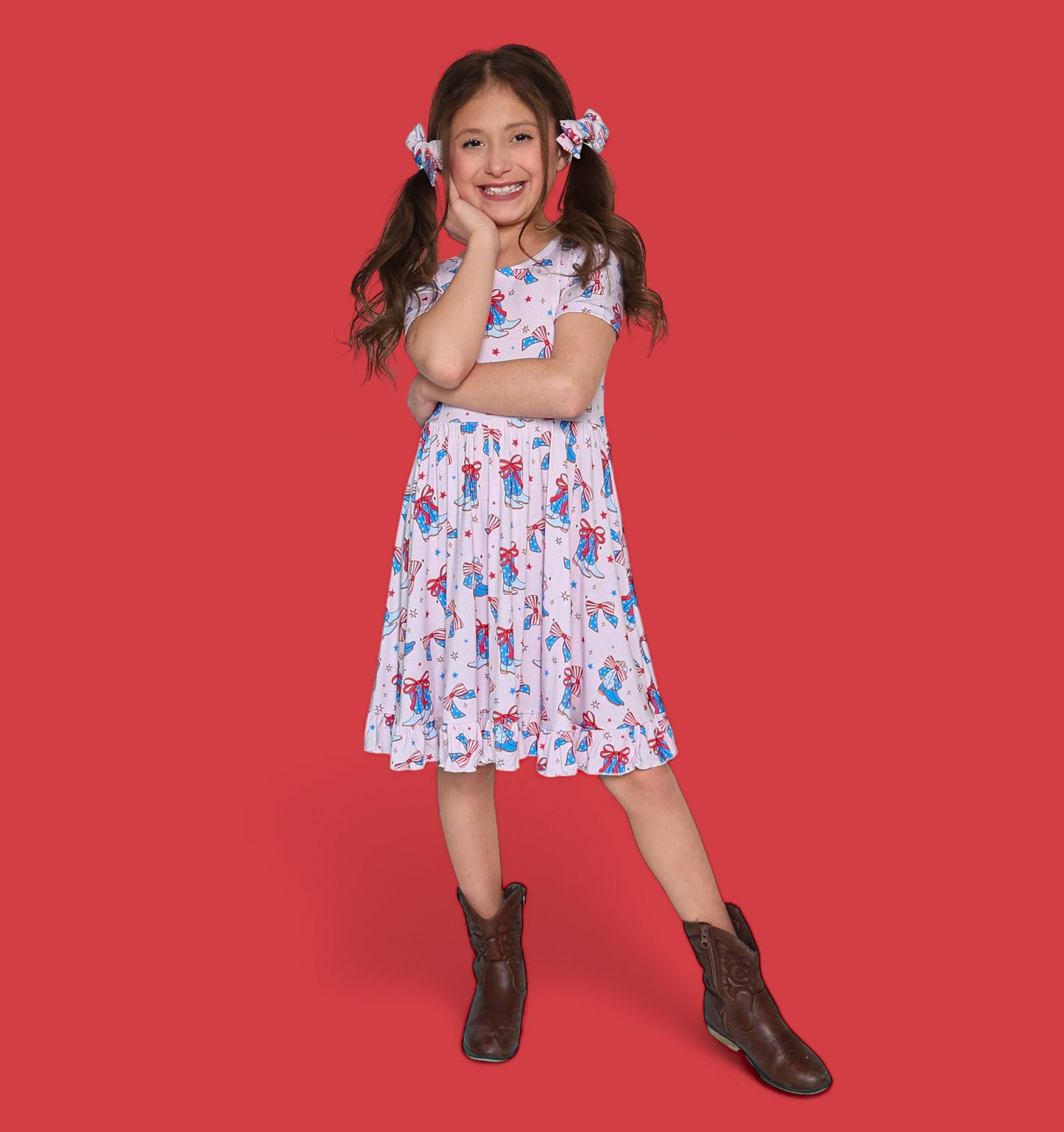 USA BOOTS N' BOWS DREAM RUFFLE DRESS