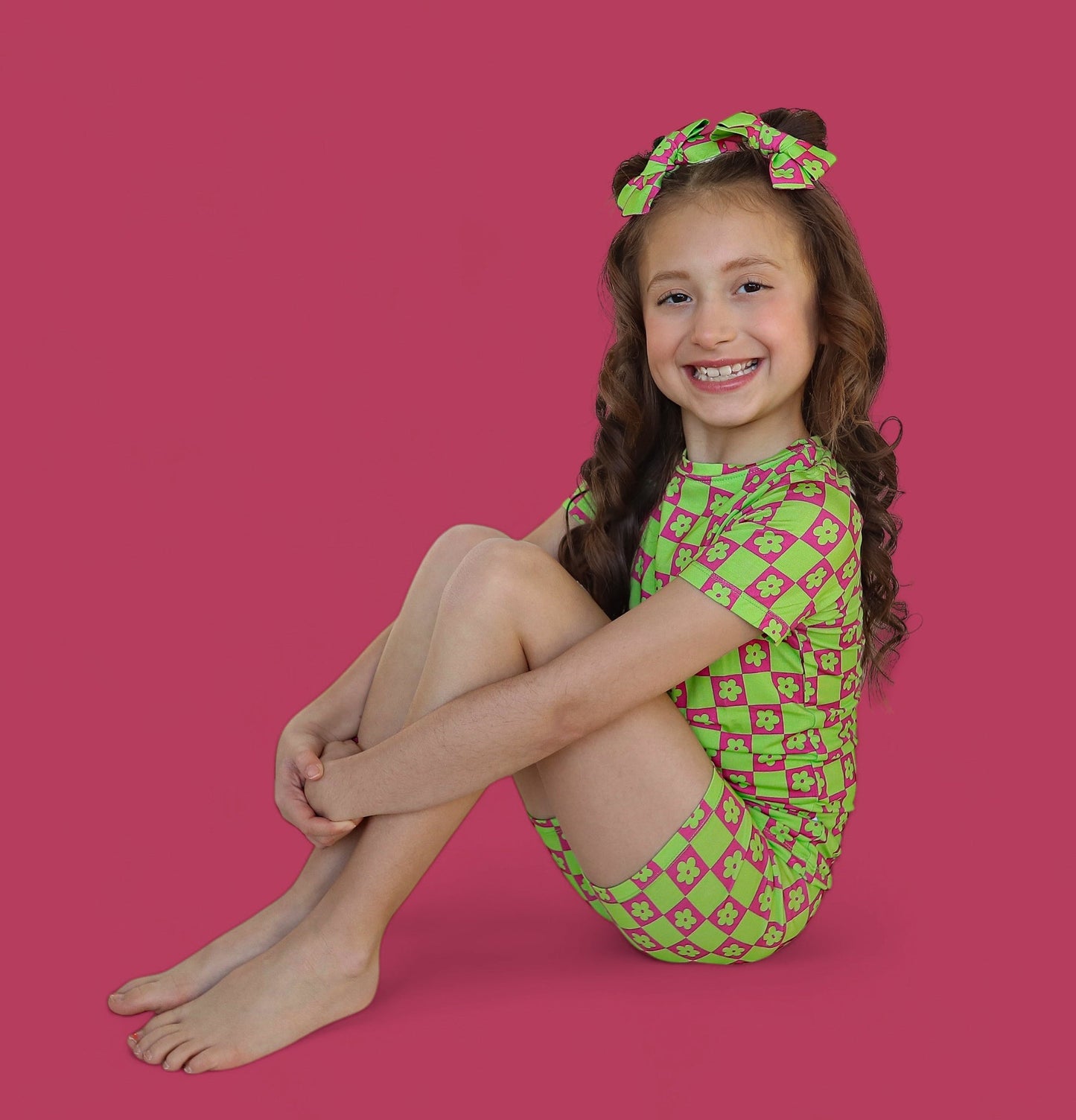 WILD DAISY CHECKERS DREAM BOW HAIR CLIPS