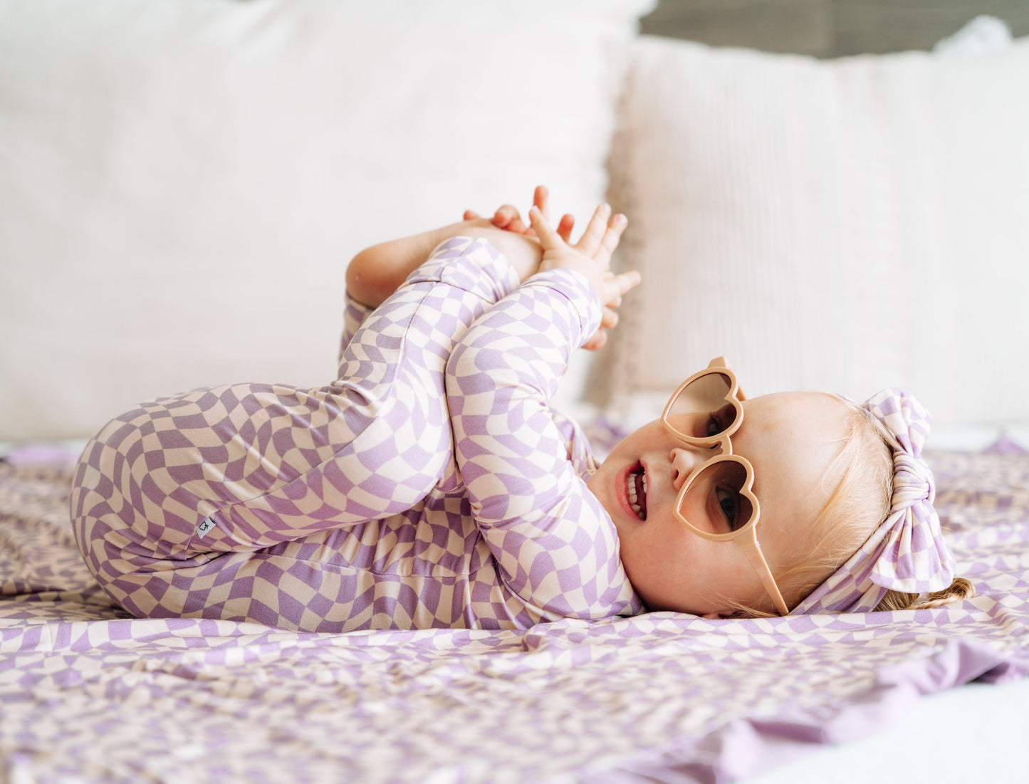 PLUM WAVY CHECKERS DREAM ROMPER
