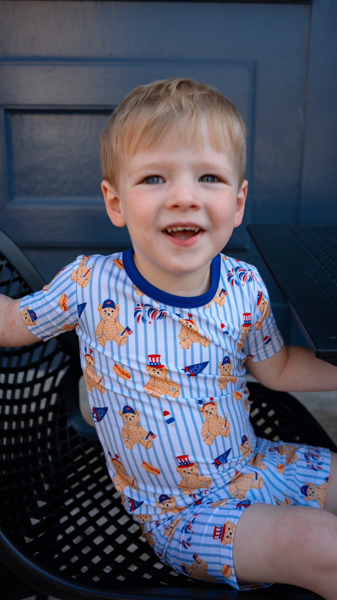 Fourth of July Bear Short Sleeve Set "All American Teddy"
