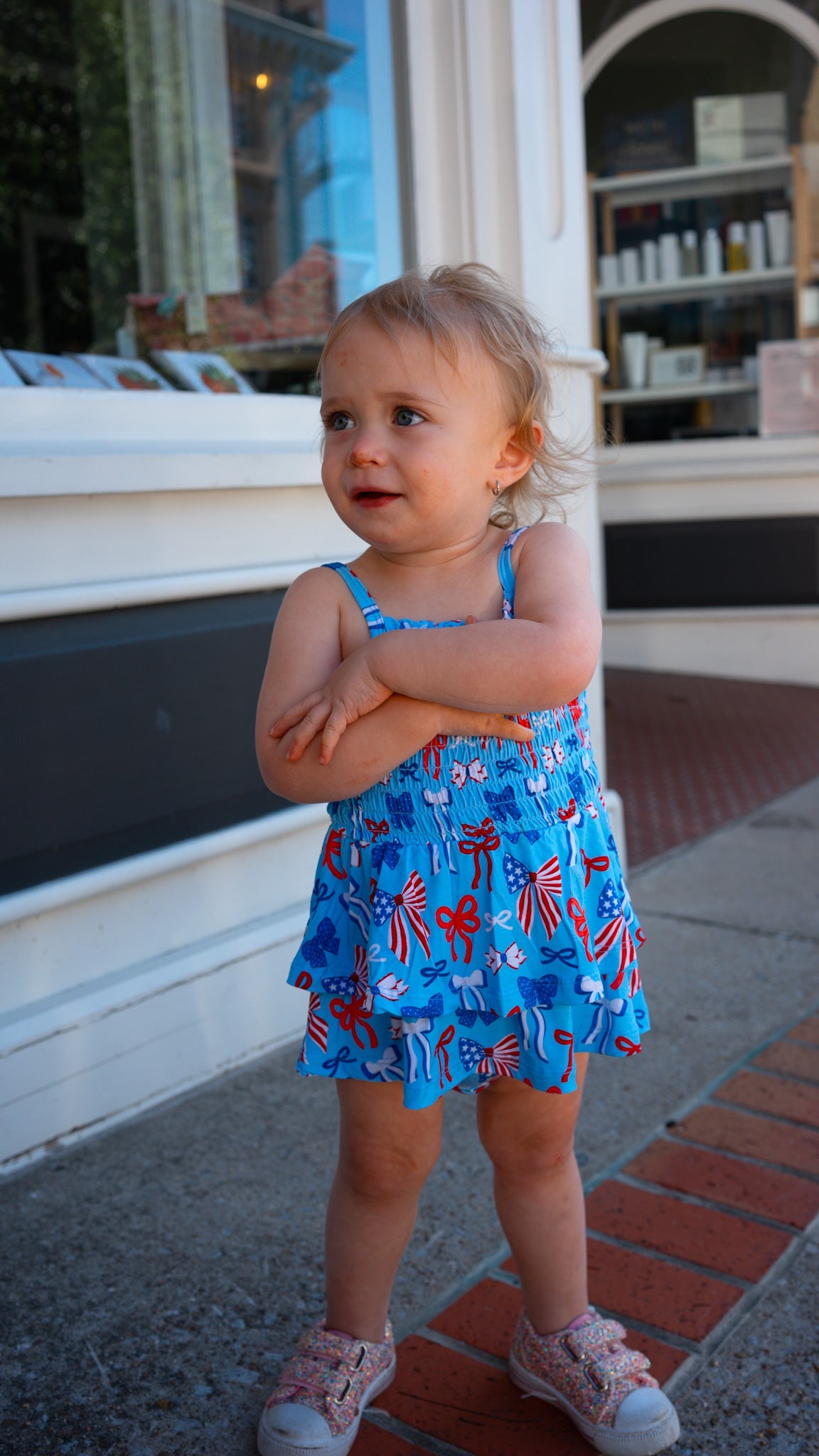 Fourth of July Smocked Romper "All American Girl"