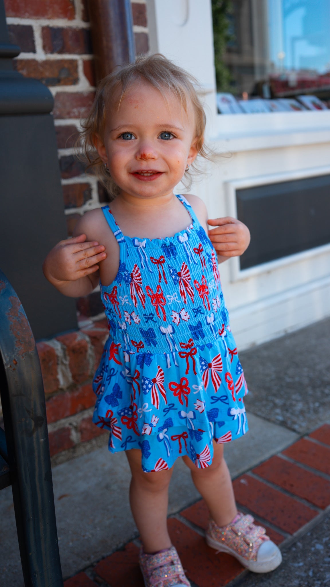 Fourth of July Smocked Romper "All American Girl"