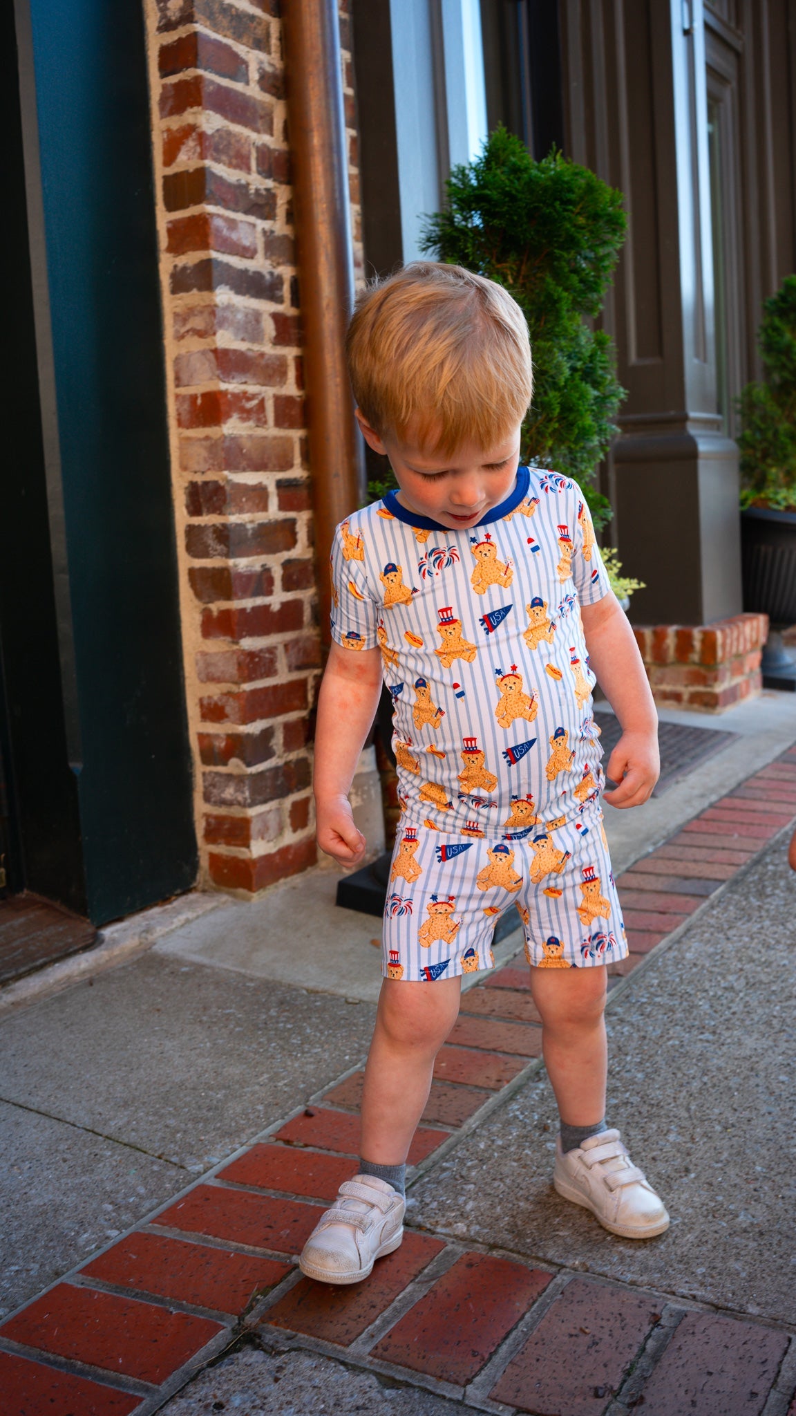 Fourth of July Bear Short Sleeve Set "All American Teddy"