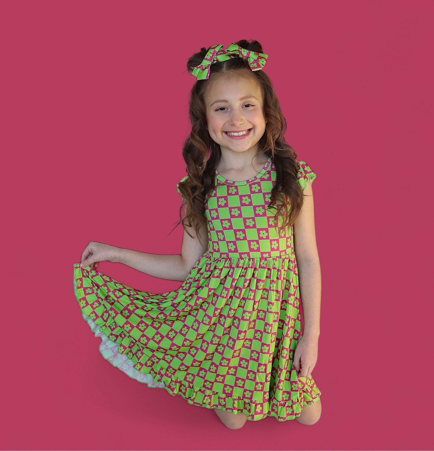 WILD DAISY CHECKERS DREAM BOW HAIR CLIPS